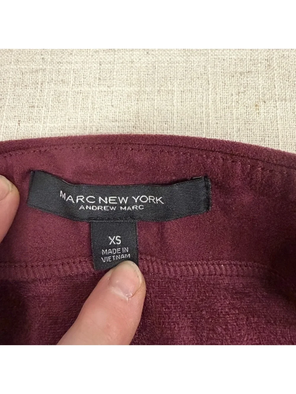 Marc New York Burgundy Faux Suede Leather Zip Front Mini Skirt XS